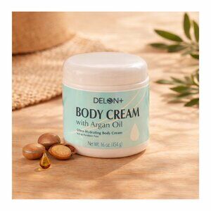 Delon+ Body Cream with Argan Oil Paraben & SLS Free 16oz Ultra Hydrating Unisex